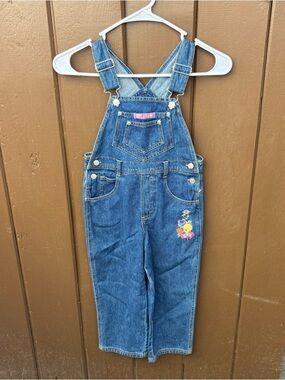 Vintage 1997 Looney Tunes Tweety Denim Overalls Sz 6/6x